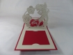 Carte carpe koï en relief kirigami 3d couleur rouge groseille et gris perle