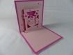 Carte paquet cadeau en relief kirigami 3d couleur rose fuchsia et rose