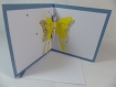 Carte papillon pour anniversaire ou autre occasion en relief 3d kirigami couleur bleu et jaune soleil