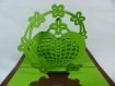 Carte ou faire-part cœur ellipse en relief kirigami 3d couleur cacao et vert menthe