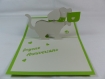 Carte petit chien en relief kirigami 3d couleur vert menthe et gris perle