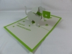 Carte petit chien en relief kirigami 3d couleur vert menthe et gris perle