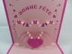 Carte fête des mères en relief kirigami 3d couleur rose fuchsia et rose