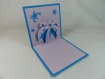 Carte cocotier en relief kirigami 3d couleur bleu turquoise et lilas