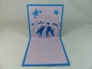 Carte cocotier en relief kirigami 3d couleur bleu turquoise et lilas