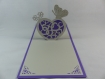 Carte coeur et papillon en relief kirigami 3d couleur violine et gris