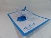 Carte la princesse et le cygne pour toutes occasions en relief 3d kirigami couleur bleu alizé