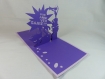 Carte chat et souris en relief kirigami 3d couleur lilas et violine