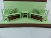 Deux bancs en relief kirigami 3d couleur cacao et vert golf