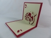 Carte de vœux nouvel an en relief 3d kirigami couleur rouge groseille et ivoire
