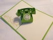 Carte téléphone en kirigami 3d couleur vert menthe et ivoire