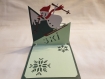 Carte ski en relief kirigami 3d couleur grain cuir vert foncé et vert pale