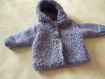 Veste à capuche laine fantaisie couleur parme taille 3 mois