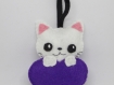 Porte clef chat, ultra violet, saint valentin, porte cle chat, coeur violet, cadeaux pour les femmes, chat en tissu, violet pantone, kawaii