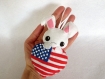 Décoration drapeau usa, peluche lapin, dans un coeur, en feutrine, fait main, cadeau jeux olympiques 