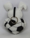 Décoration football, peluche lapin, dans un ballon, en forme de coeur, en feutrine, fait main, à suspendre