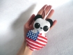 Décoration etats-unis, peluche panda, dans un drapeau américain, en feutrine, fait main, à suspendre