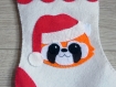 Chaussette de noël panda roux, decoration de noel, rouge et blanc, à remplir et à suspendre, en feutrine, fait main 