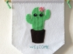 Fanion cactus kawaii, panneau de bienvenue, décoration murale entrée, en feutrine, fait main, cadeau de pendaison de crémaillère 
