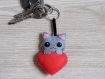 Porte clé chat gris, cadeau amoureux, en feutrine, fait main