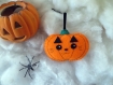 Citrouille jack o lantern en forme de chat, decoration d'halloween, fait main, en feutrine, à suspendre 