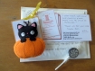 Decoration d'halloween, chat noir dans une citrouille, en feutrine, fait main