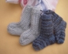 Layette,chaussettes tricotées main, deux  paires. 