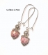 Boucles d'oreilles perles verre rose et argenté