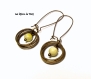 Boucles d'oreilles anneaux bronze et perles jade jaune citron 