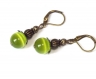 Boucles d'oreilles *olivine* perles verre et bronze 