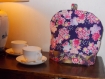 Cache théière en tissus japonais fond violet et fleurs roses