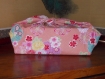 Furoshiki pour lunch box en tissu japonais fond rose et fleurs