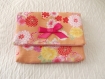 Jolie pochette en tissu japonais multiusages fond  rose et fleurs