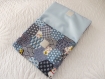 Jolie pochette en tissu japonais multiusages lozanges bleus et blencs et manekinekos