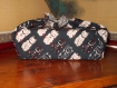 Furoshiki pour lunch box en tissu japonais fond noir et manekinekos