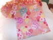 Sac molletonné en tissu japonais fond rose et daruma japonais