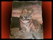 Tigre au soleil couchant tableau en sable