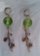 N°99 boucles d'oreilles en bronze et perle verte