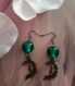N°255 boucles d'oreille en bronze + une perle verte murano