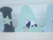 Lettre prénom  en bois, lettre chambre bébé, lettre décoration chambre, lettre à poser, prénom à poser, thème panda et étoiles 15cm