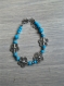 Bracelet perle fleur argent tibétain et perles turquoises
