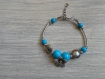 Bracelet perle argent tibétain et perles turquoises
