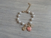 Bracelet perle blanches nacrées et coeur