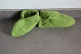 Chaussons en laine verts clair au crochet taille 37-38