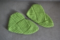 Chaussons en laine verts clair au crochet taille 37-38