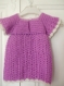 Robe bebe en coton peigne violet mauve au crochet / 6 mois.