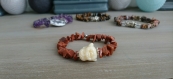 Bracelet perles de gemmes gold chips et son bouddha