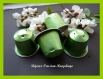 Boucles d'oreilles réalisées avec des capsules de café nespresso verte