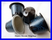 Boucles d'oreilles réalisées avec des capsules de café nespresso noir/rayé bleu