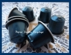Bague rectangulaire réalisée avec des capsules de café nespresso bleu acier